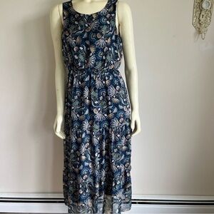 LARA Guidotti Women’s Tiered Floral Paisley Silk Sleeveless Maxi Dress Navy S